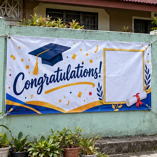 Graduation and moving-up tarpaulin: what to include and when to order