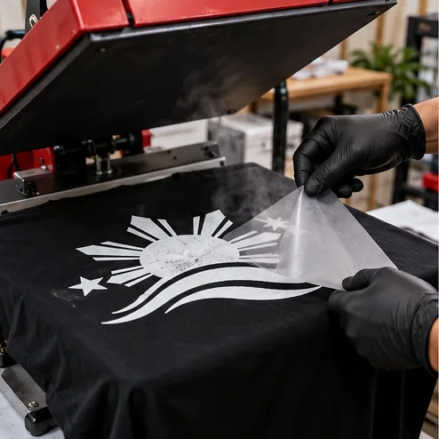 Heat-pressing a custom T-shirt print